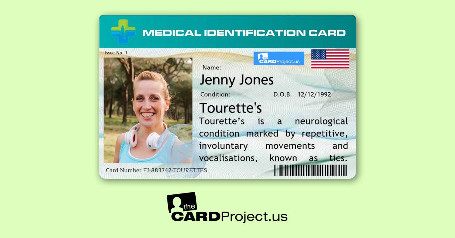 Tourette's Premium Medical ID Card (FRONT)